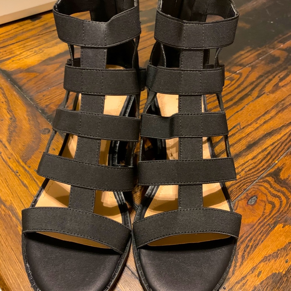 Black thick strap heels